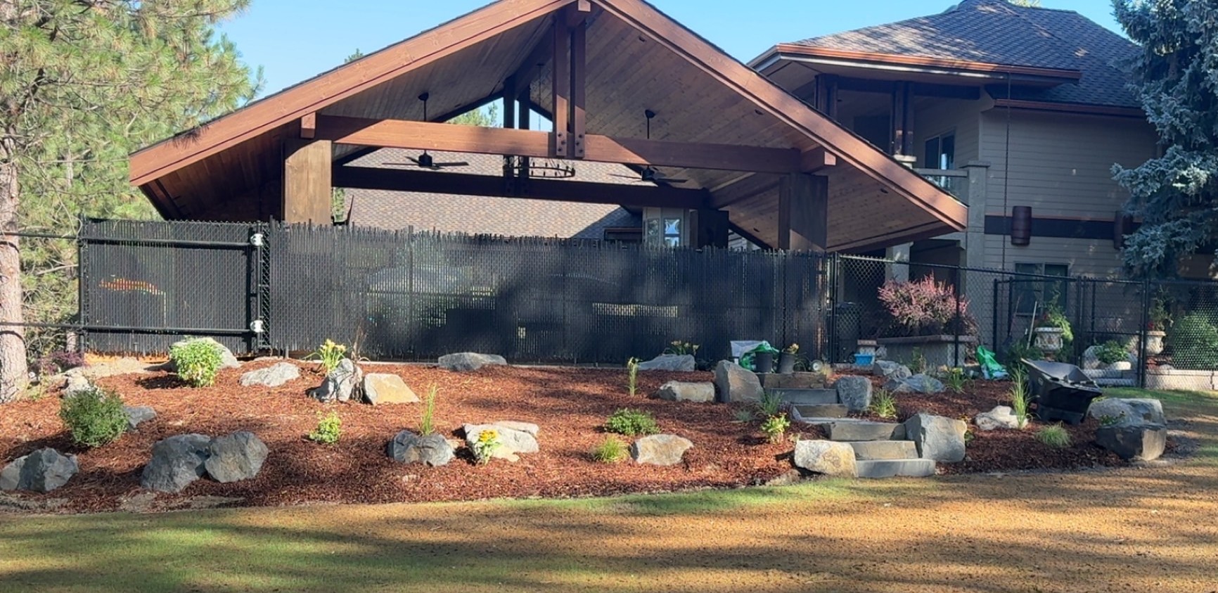 Mountain landscape design with rock steps